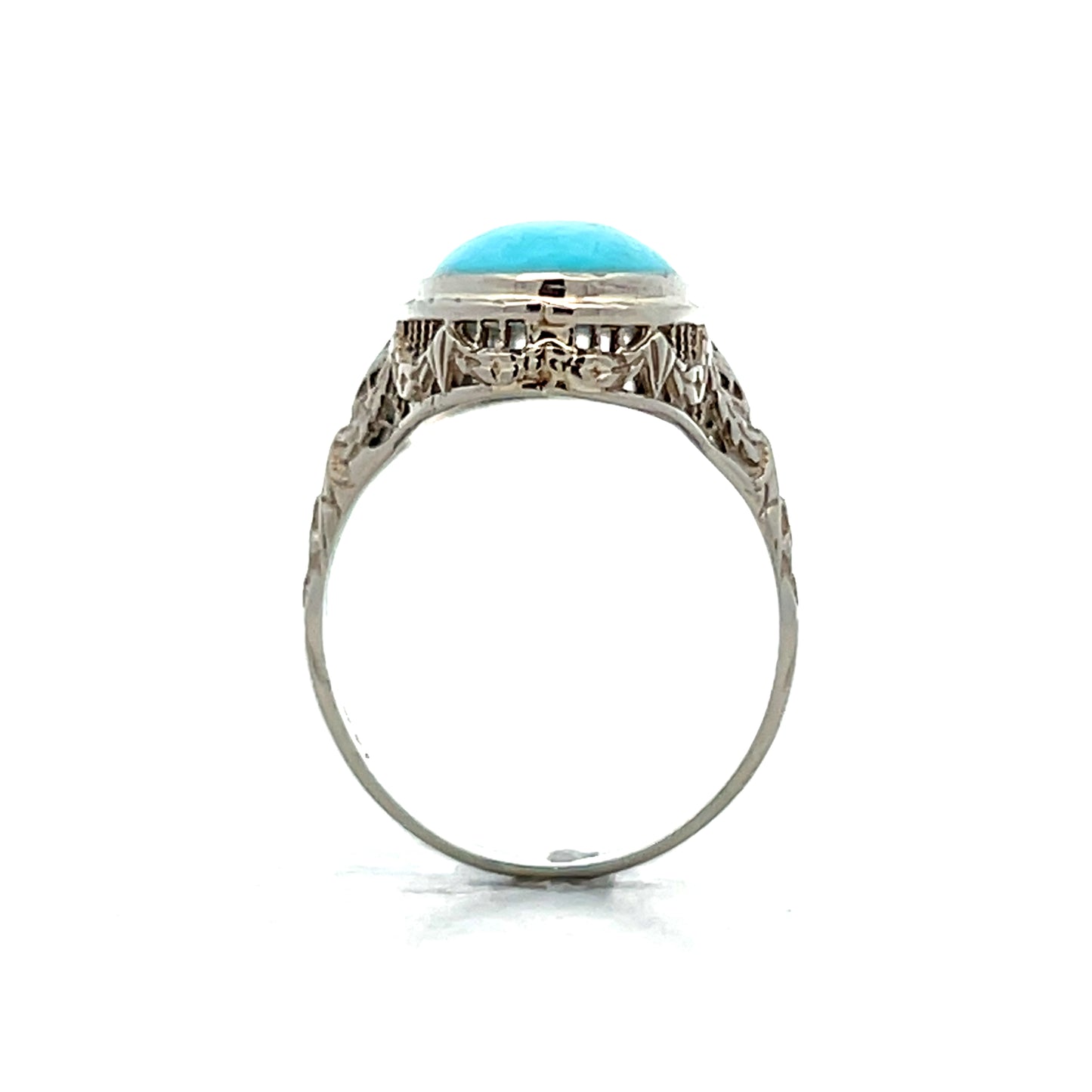 3.65 Vintage Cabochon Turquoise Cocktail Ring 14k