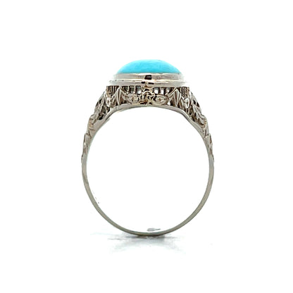 3.65 Vintage Cabochon Turquoise Cocktail Ring 14k