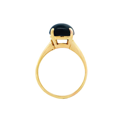 6.63 Oval Cabochon Sapphire Cocktail Ring 14k Yellow Gold