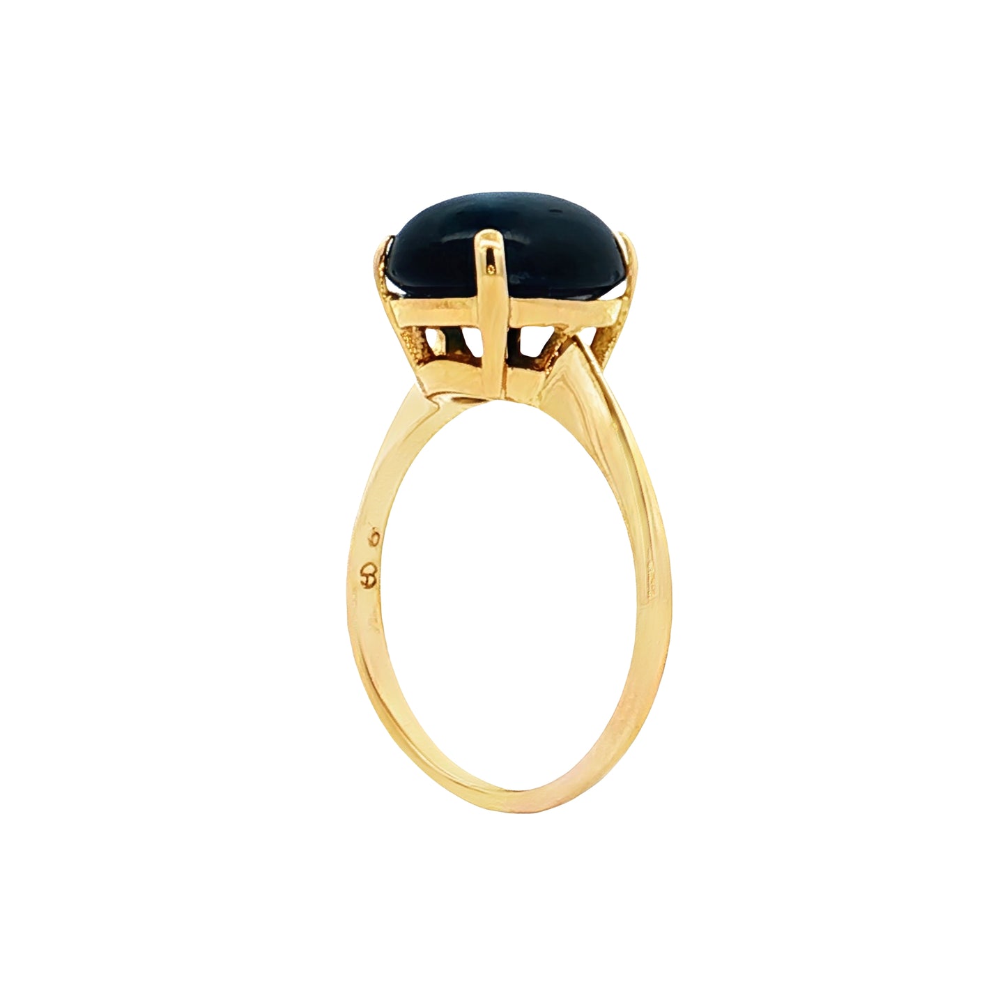 6.63 Oval Cabochon Sapphire Cocktail Ring 14k Yellow Gold