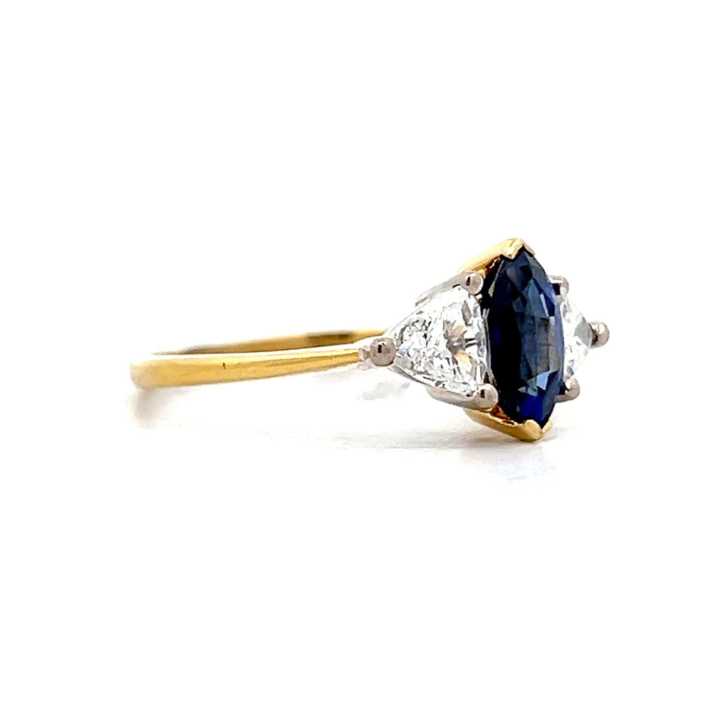 1 Carat Marquise Sapphire & Diamond Engagement Ring 18k