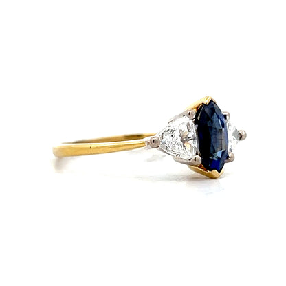 1 Carat Marquise Sapphire & Diamond Engagement Ring 18k