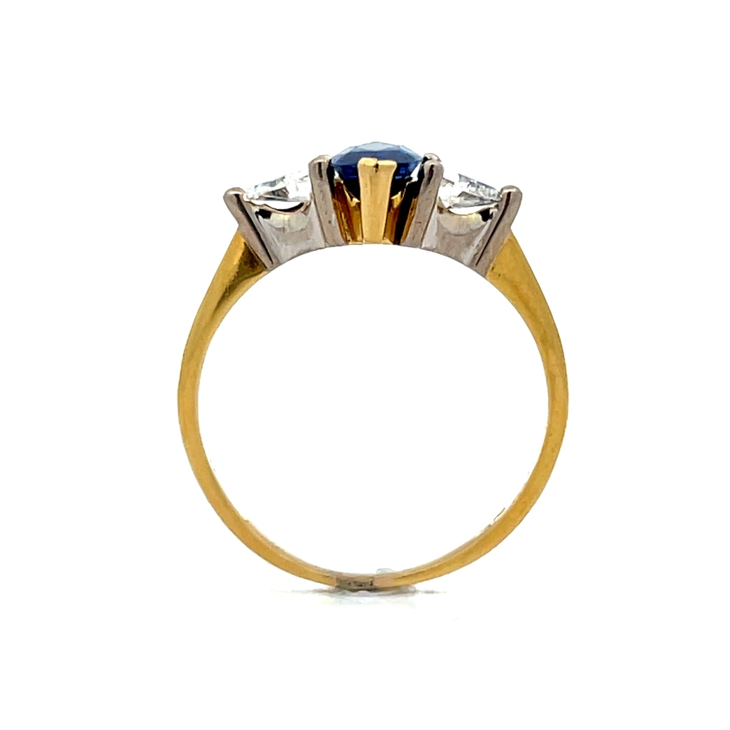 1 Carat Marquise Sapphire & Diamond Engagement Ring 18k