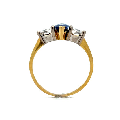 1 Carat Marquise Sapphire & Diamond Engagement Ring 18k