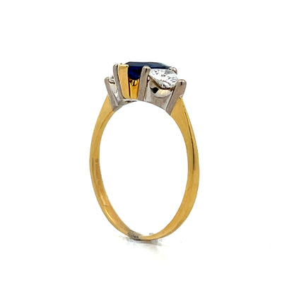 1 Carat Marquise Sapphire & Diamond Engagement Ring 18k