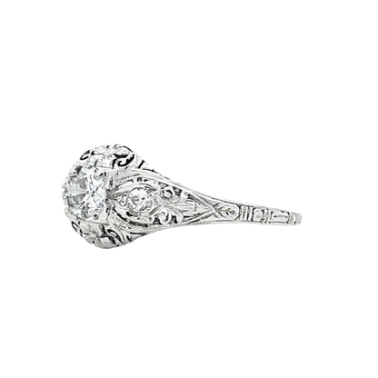 .31 Vintage Deco Diamond Filigree Engagement Ring 18k
