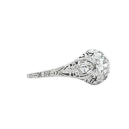 .31 Vintage Deco Diamond Filigree Engagement Ring 18k