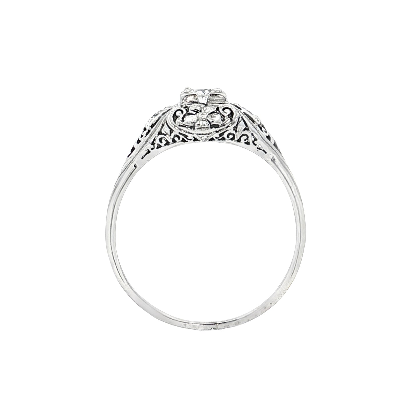 .31 Vintage Deco Diamond Filigree Engagement Ring 18k