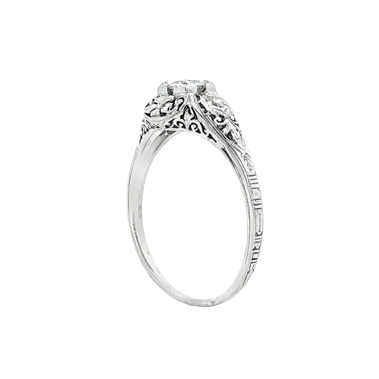 .31 Vintage Deco Diamond Filigree Engagement Ring 18k