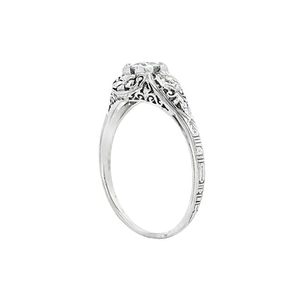 .31 Vintage Deco Diamond Filigree Engagement Ring 18k