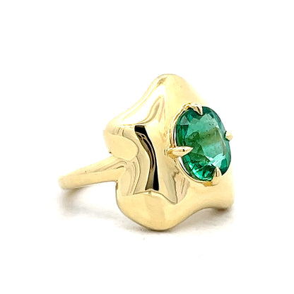 1.70 Cushion Cut Emerald Cocktail Ring in 18k