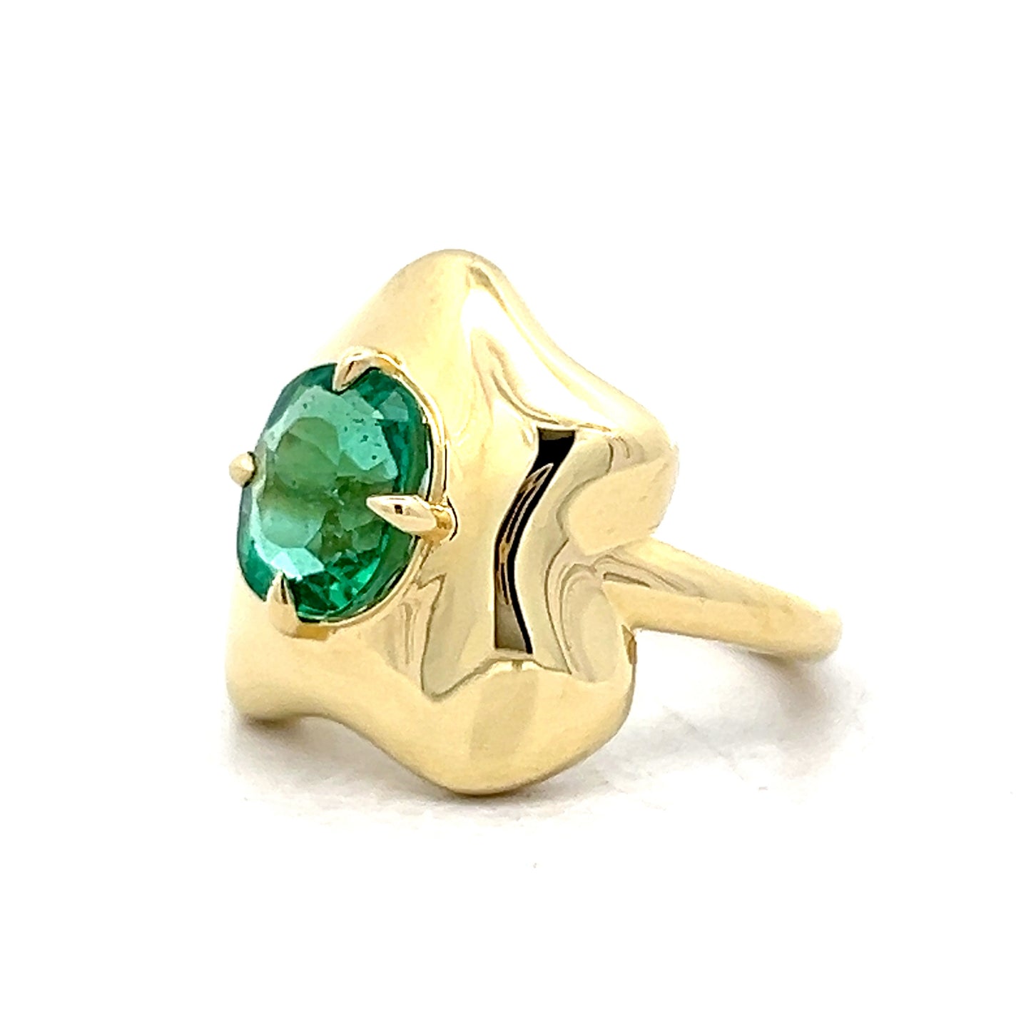 1.70 Cushion Cut Emerald Cocktail Ring in 18k