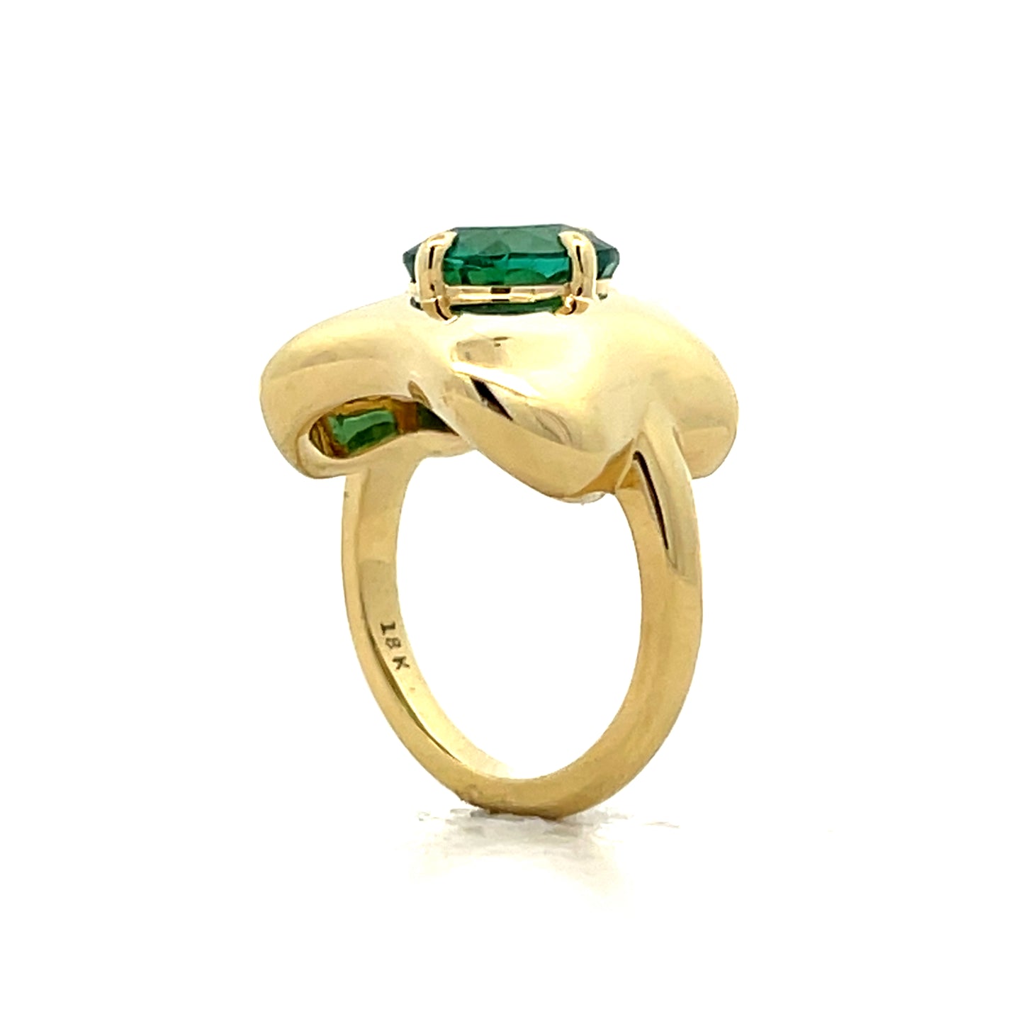 1.70 Cushion Cut Emerald Cocktail Ring in 18k