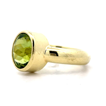 4 Carat Oval Peridot Cocktail Ring in 18k Yellow Gold