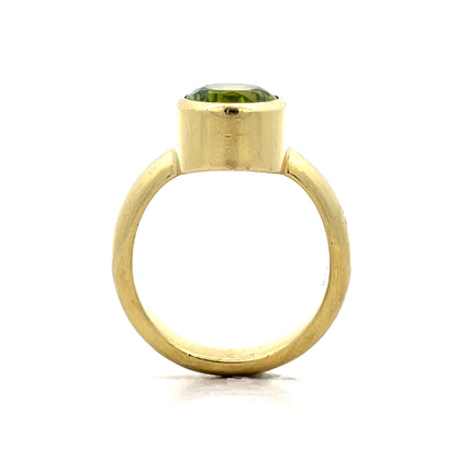 4 Carat Oval Peridot Cocktail Ring in 18k Yellow Gold