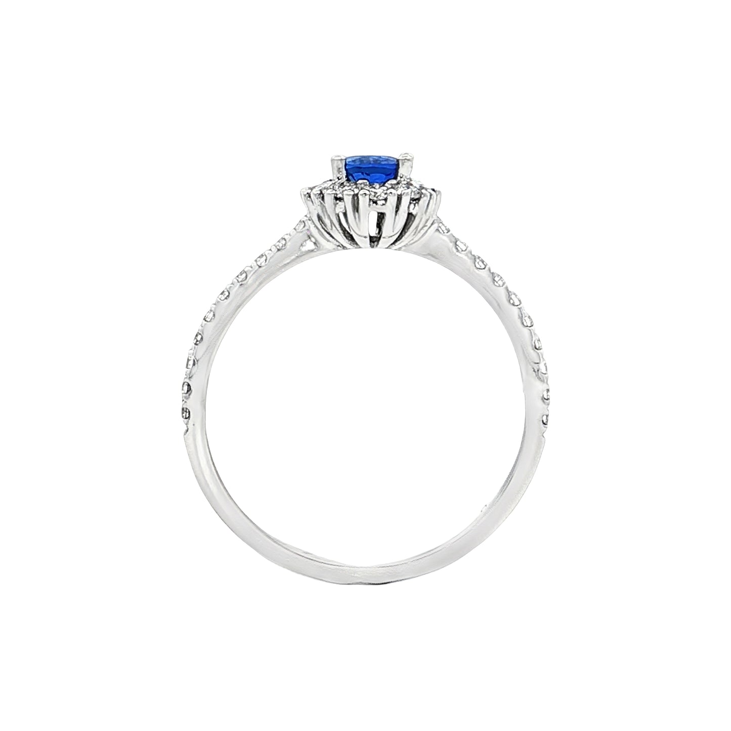 .57 Oval Blue Sapphire Halo Engagement Ring 14k