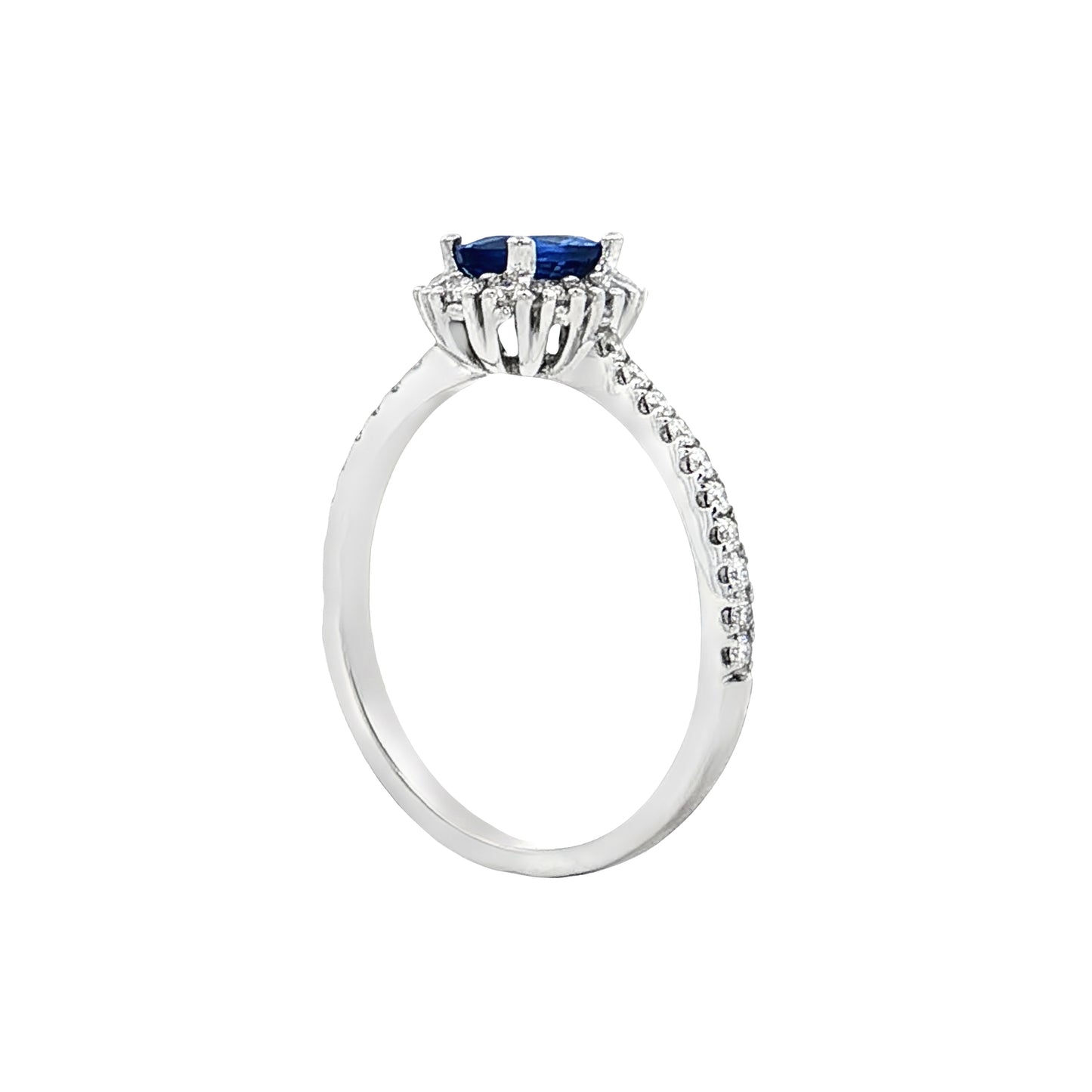.57 Oval Blue Sapphire Halo Engagement Ring 14k