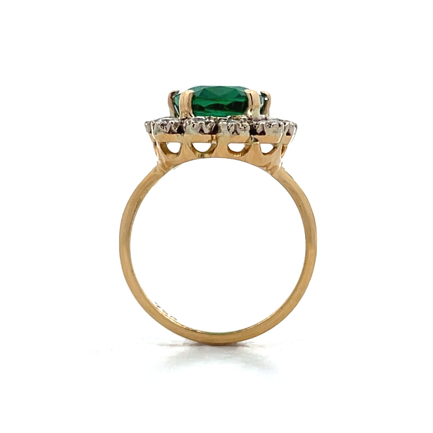 4.03 Cushion Cut Emerald & Diamond Cocktail Ring 18k