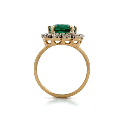 4.03 Cushion Cut Emerald & Diamond Cocktail Ring 18k