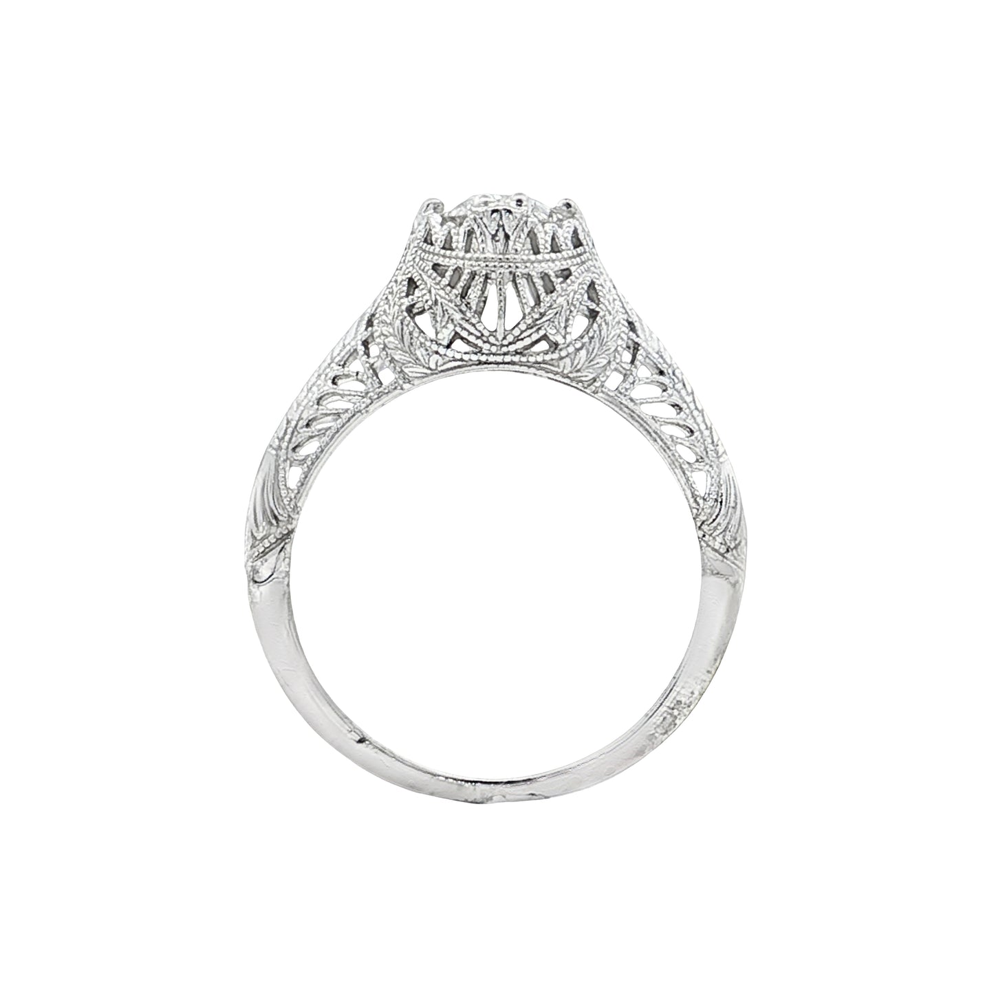 .87 Antique Deco European Diamond Engagement Ring 18k