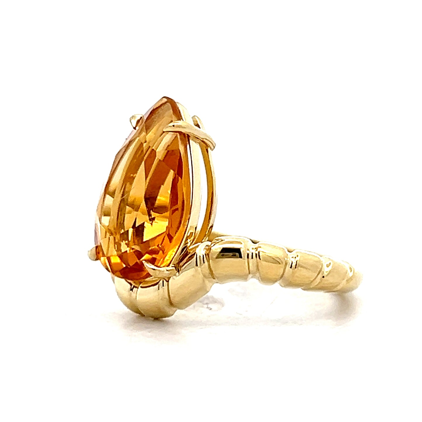 5 Carat Pear Cut Citrine Cocktail Ring in 18k