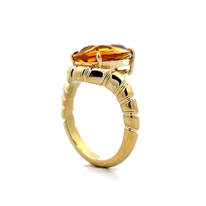 5 Carat Pear Cut Citrine Cocktail Ring in 18k