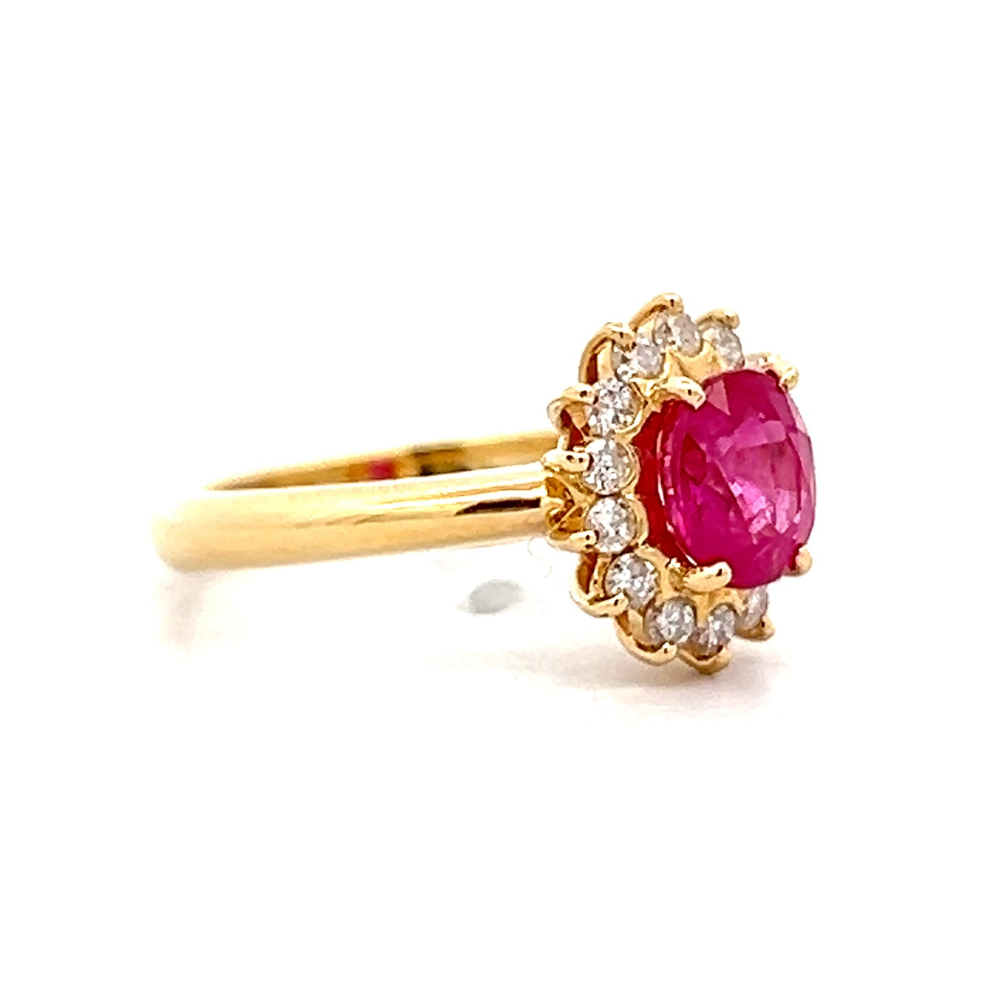 1.27 Ruby & Diamond Halo Engagement Ring in 18k