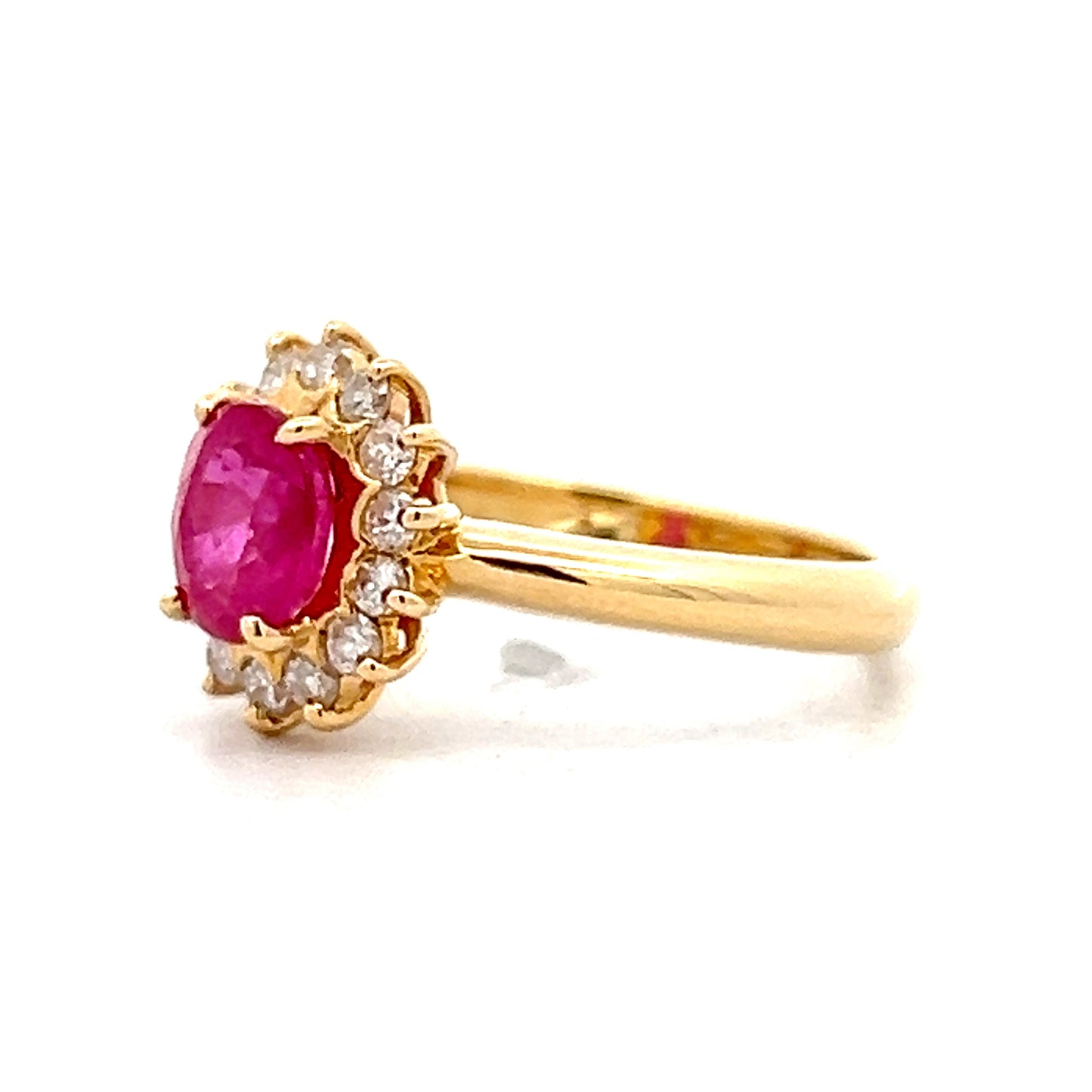 1.27 Ruby & Diamond Halo Engagement Ring in 18k