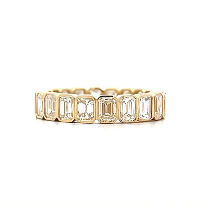 3.75 Bezel Emerald Cut Diamond Eternity Band 14k