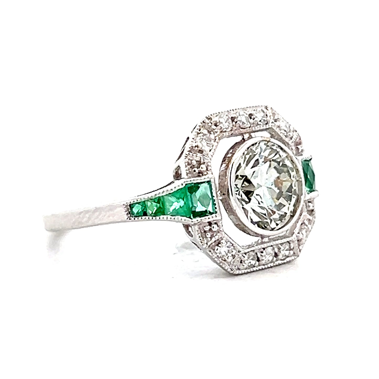 1.51 Vintage Deco Transitional Diamond Engagement Ring 18k