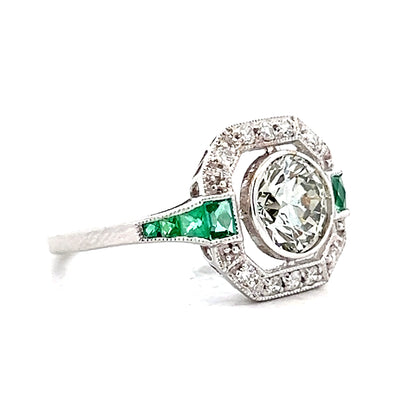 1.51 Vintage Deco Transitional Diamond Engagement Ring 18k