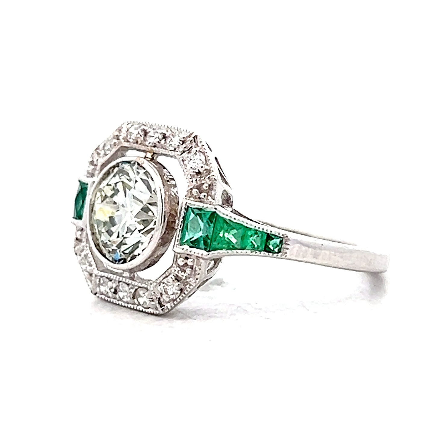 1.51 Vintage Deco Transitional Diamond Engagement Ring 18k