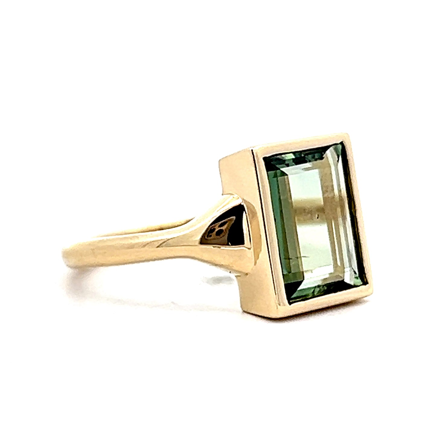2.86 Emerald Cut Green Sapphire Cocktail Ring 14k