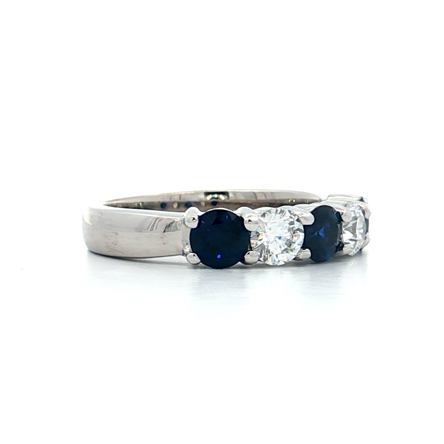 Sapphire & Diamond Five Stone Wedding Band 14k
