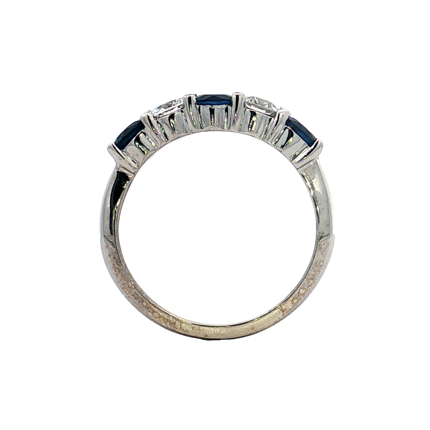 Sapphire & Diamond Five Stone Wedding Band 14k