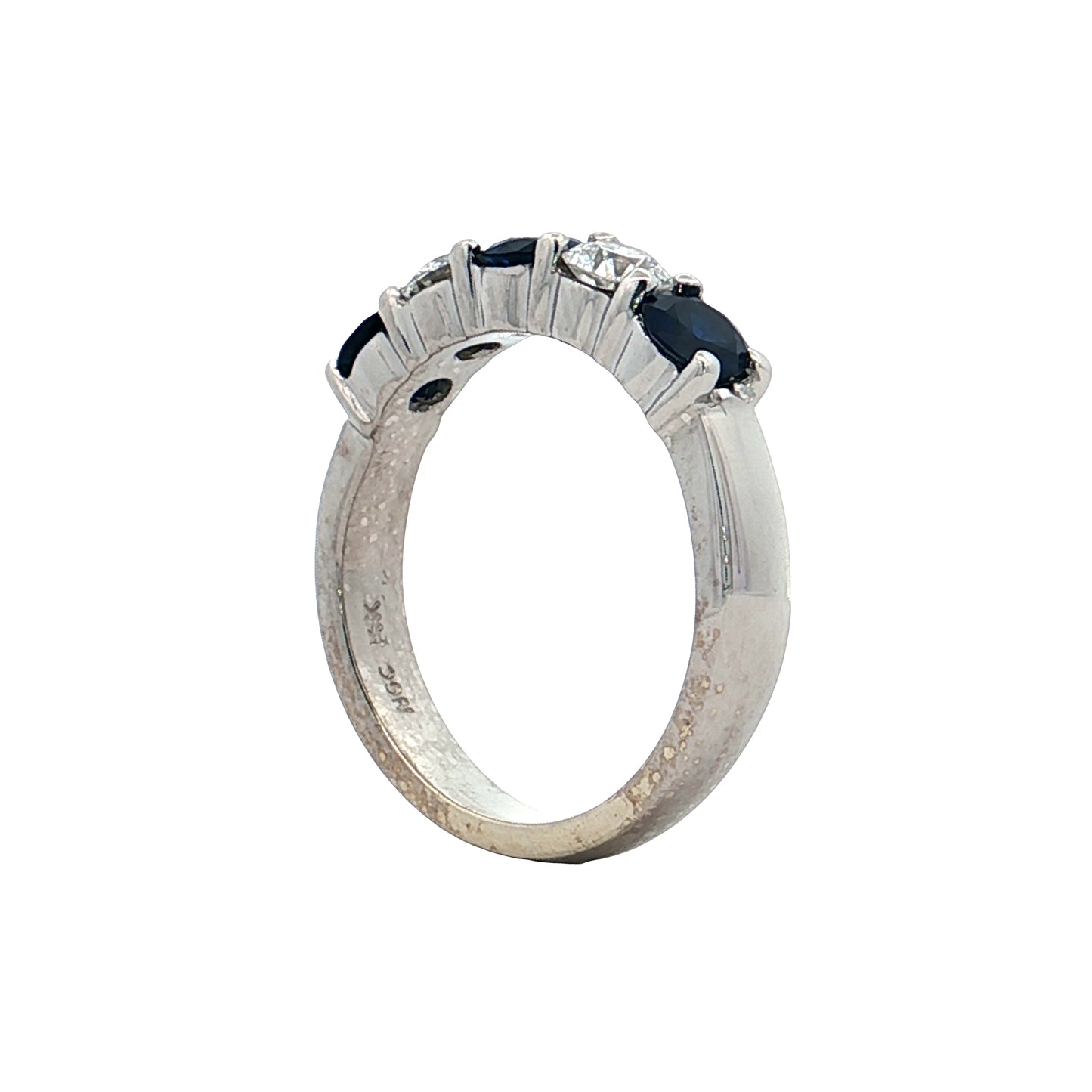 Sapphire & Diamond Five Stone Wedding Band 14k