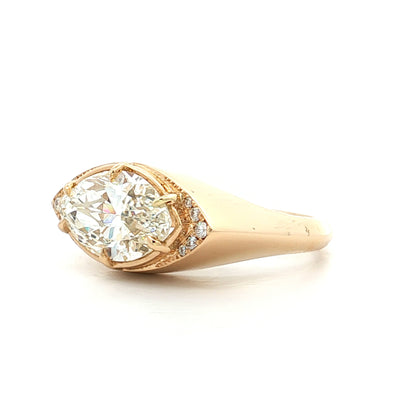 2.84 Marquise Diamond Engagement Ring 18k Yellow Gold