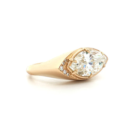 2.84 Marquise Diamond Engagement Ring 18k Yellow Gold