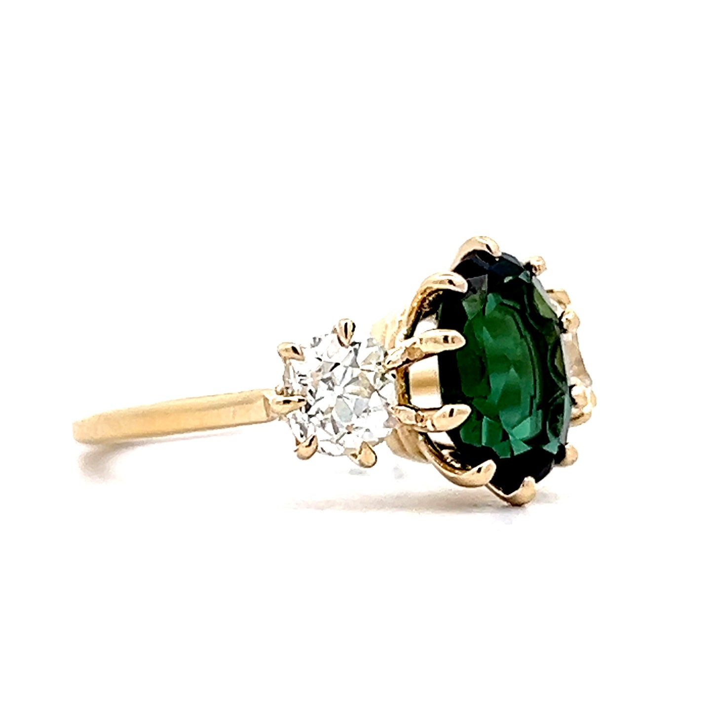 2.40 Tourmaline Three Stone Engagement Ring 14k