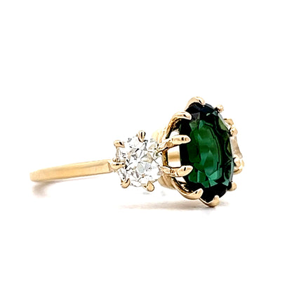 2.40 Tourmaline Three Stone Engagement Ring 14k