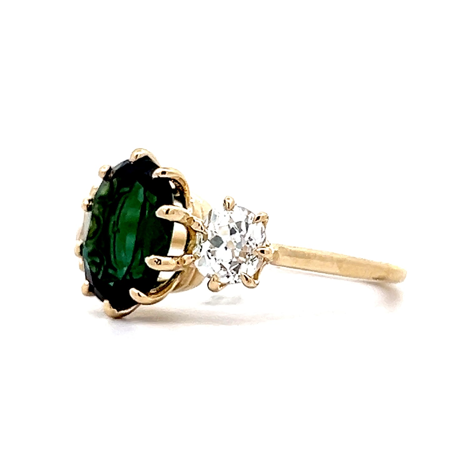 2.40 Tourmaline Three Stone Engagement Ring 14k