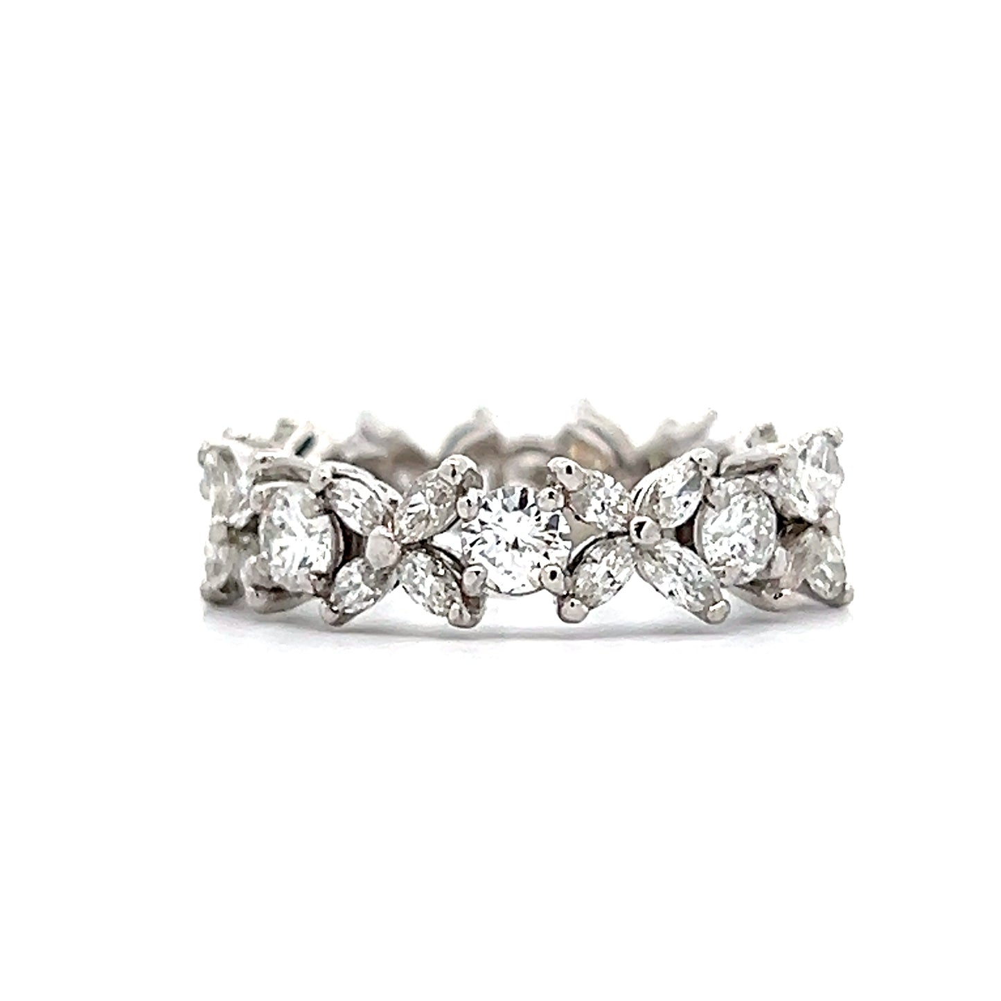 2.00 Marquise & Round Diamond Eternity Band Platinum