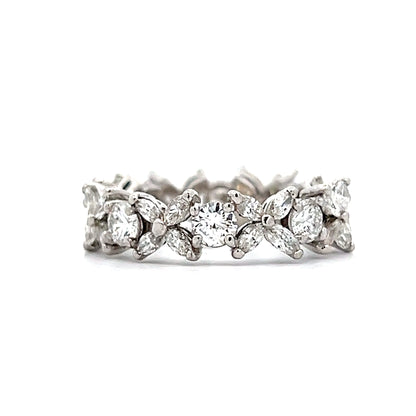 2.00 Marquise & Round Diamond Eternity Band Platinum