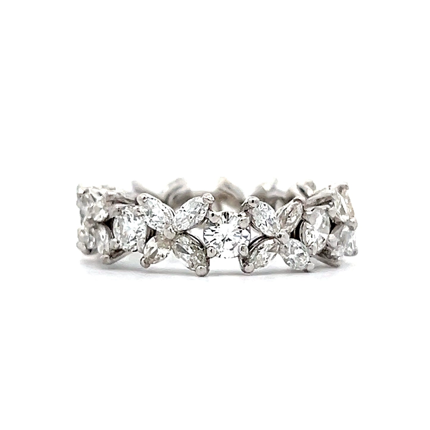 2.00 Marquise & Round Diamond Eternity Band Platinum