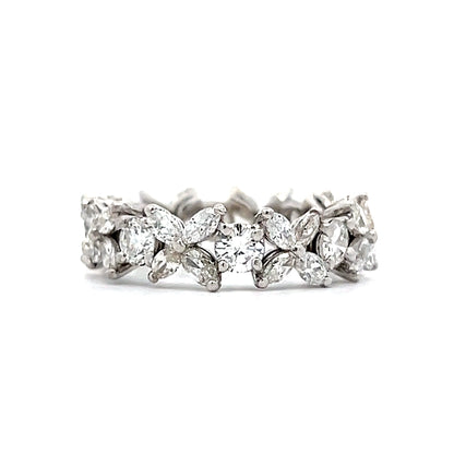 2.00 Marquise & Round Diamond Eternity Band Platinum