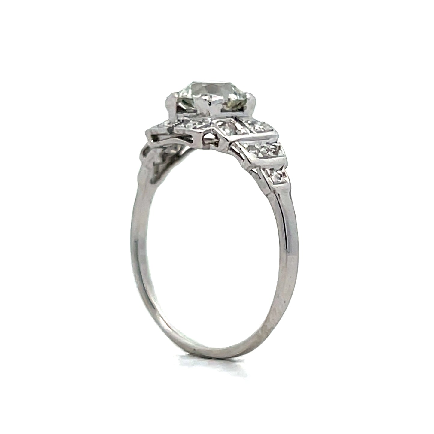 .91 Vintage Deco Diamond Engagement Ring in Platinum