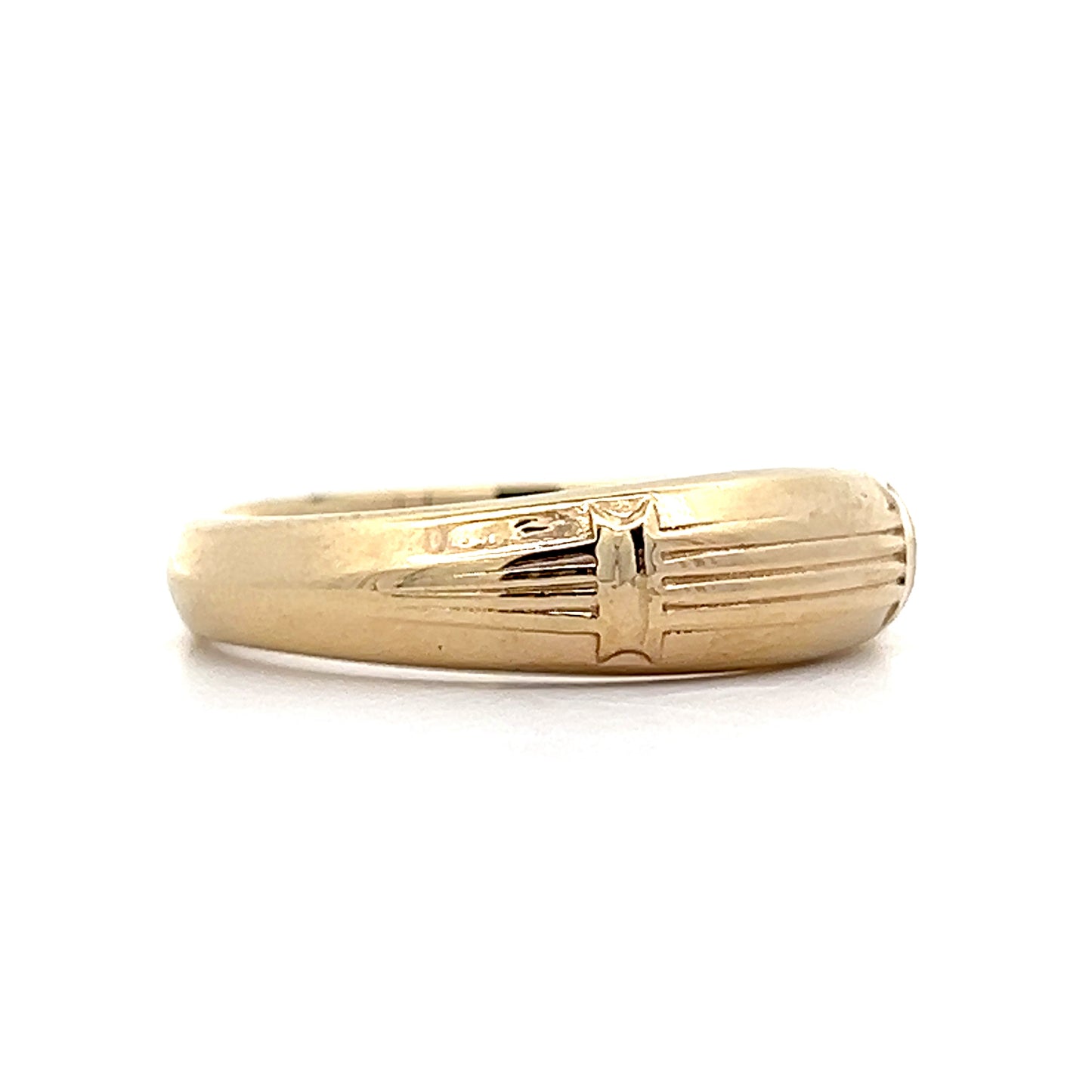 Mens Ridged Texture Wedding Band in 14k