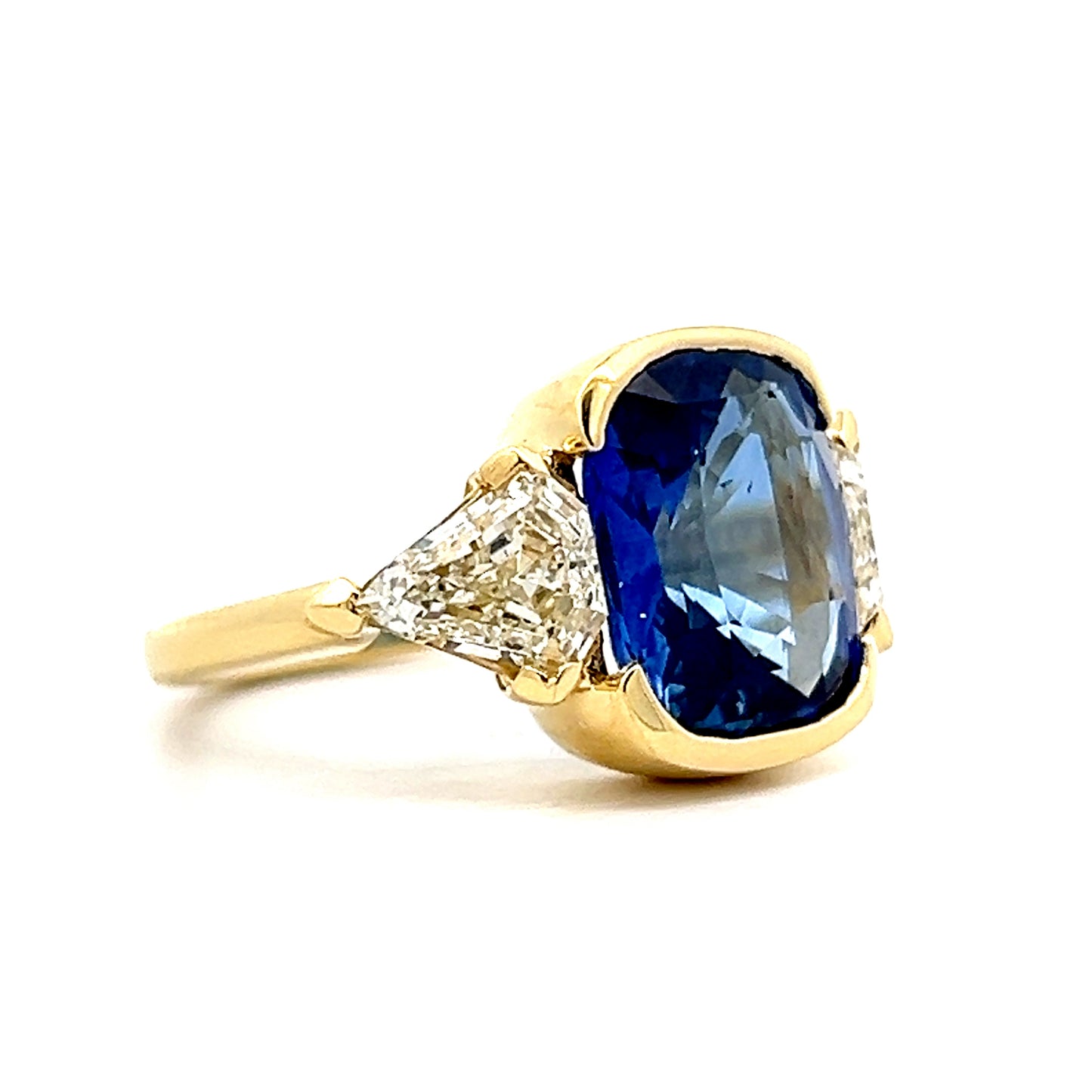 7.07 Cushion Blue Sapphire Engagement Ring 14k