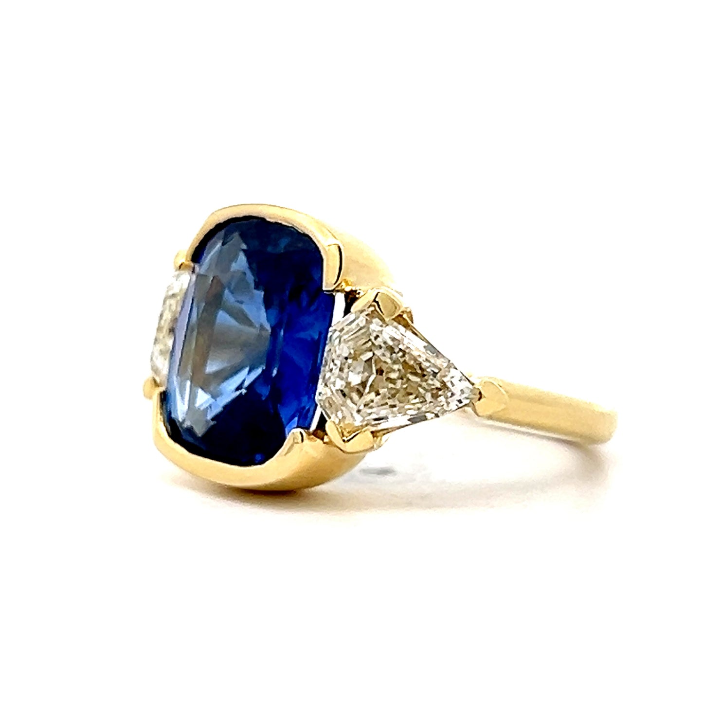 7.07 Cushion Blue Sapphire Engagement Ring 14k