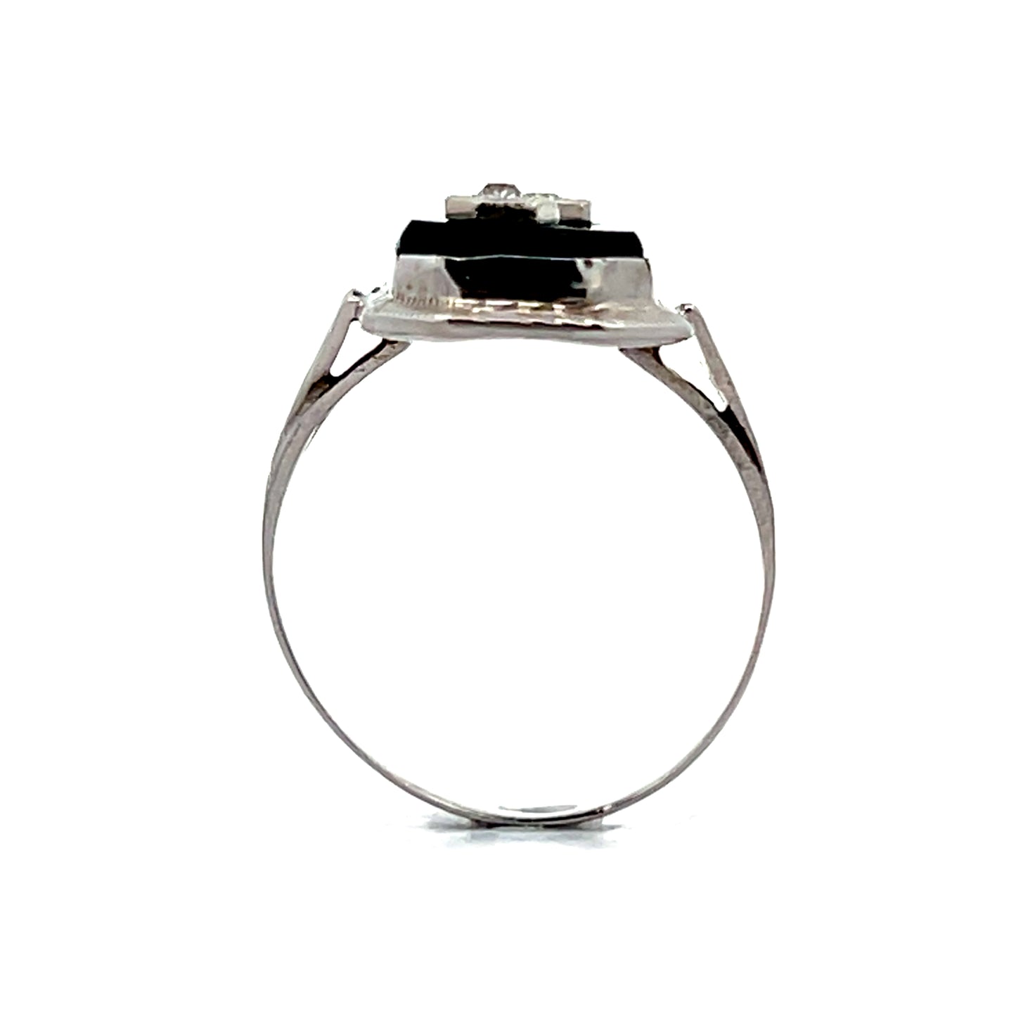 .06 Vintage Art Deco Diamond & Onyx Cocktail Ring 14k